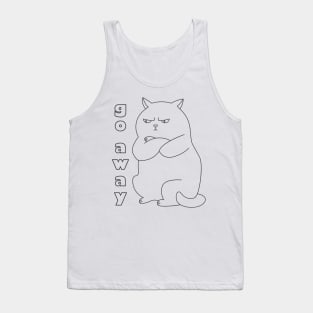 Contour line drawing chonky cat said go away black Tank Top